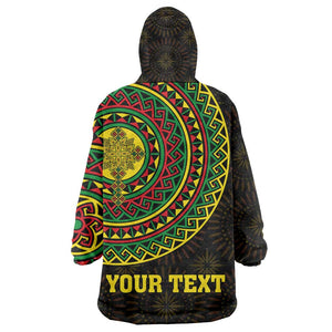 Ethiopia National Day KId Wearable Blanket Hoodie Lion Of Judah African Pattern