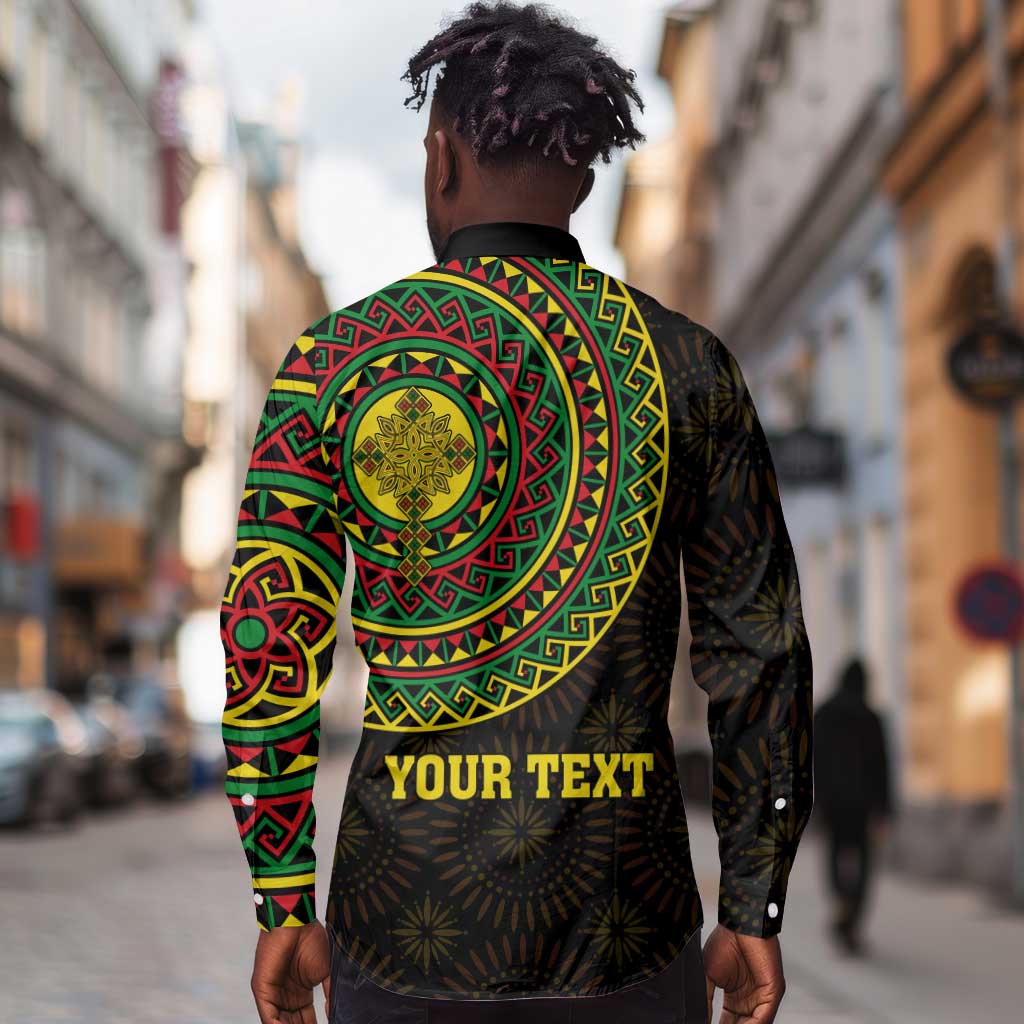 Ethiopia National Day Long Sleeve Button Shirt Lion Of Judah African Pattern