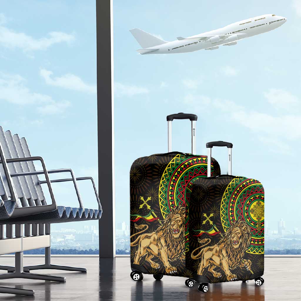 Ethiopia National Day Luggage Cover Lion Of Judah African Pattern