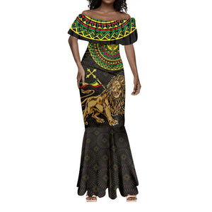 Ethiopia National Day Mermaid Dress Lion Of Judah African Pattern