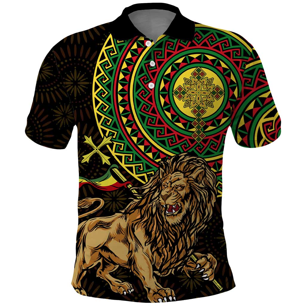 Ethiopia National Day Polo Shirt Lion Of Judah African Pattern