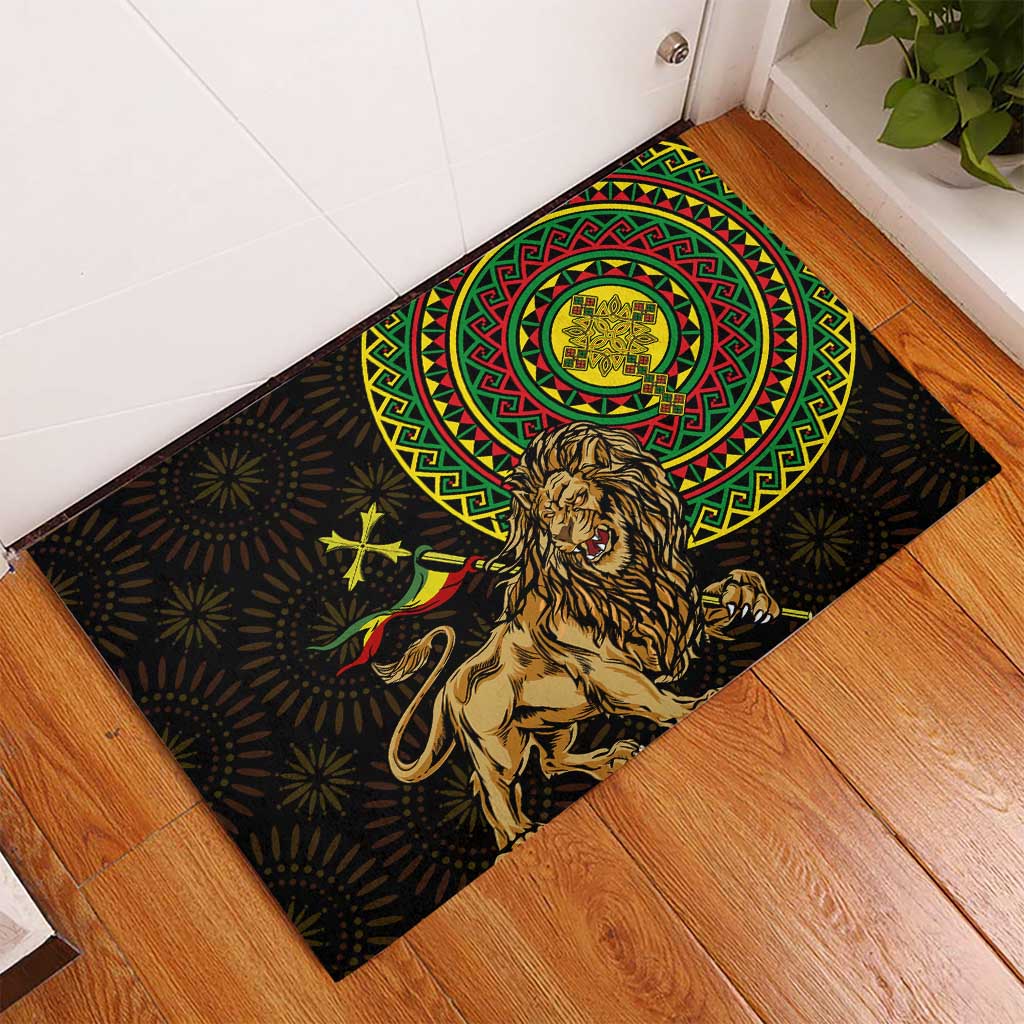 Ethiopia National Day Rubber Doormat Lion Of Judah African Pattern