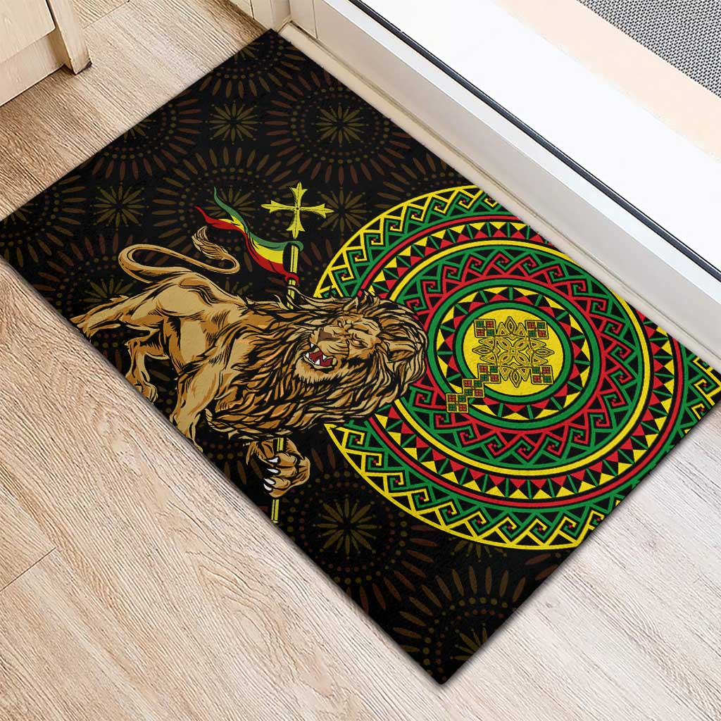 Ethiopia National Day Rubber Doormat Lion Of Judah African Pattern