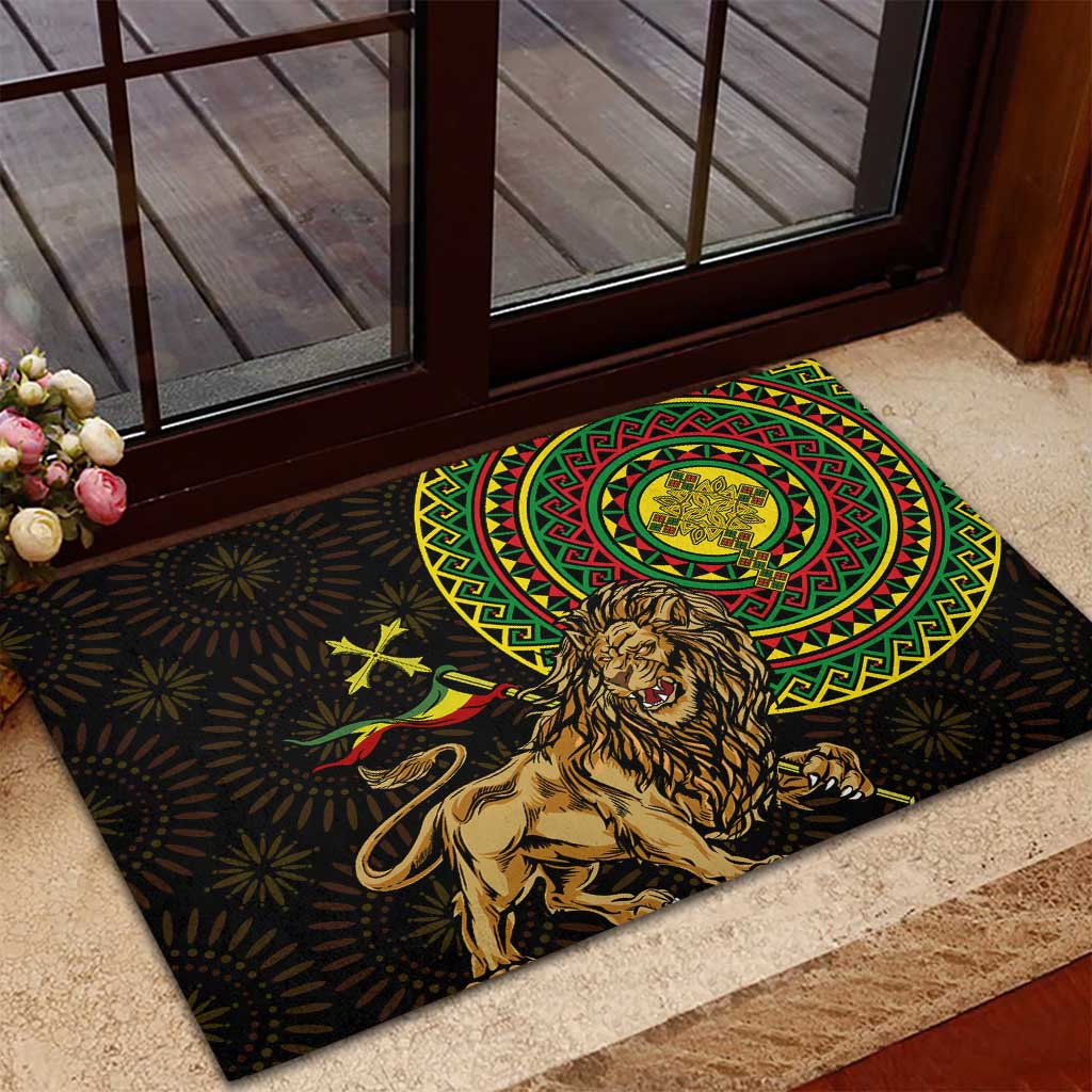 Ethiopia National Day Rubber Doormat Lion Of Judah African Pattern