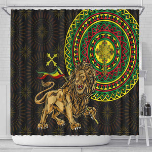 Ethiopia National Day Shower Curtain Lion Of Judah African Pattern