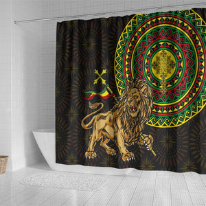 Ethiopia National Day Shower Curtain Lion Of Judah African Pattern