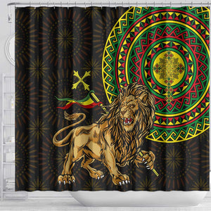 Ethiopia National Day Shower Curtain Lion Of Judah African Pattern