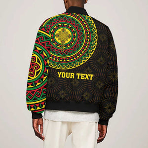 Ethiopia National Day Sleeve Zip Bomber Jacket Lion Of Judah African Pattern