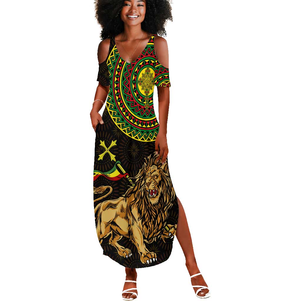 Ethiopia National Day Summer Maxi Dress Lion Of Judah African Pattern