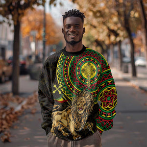 Ethiopia National Day Sweatshirt Lion Of Judah African Pattern