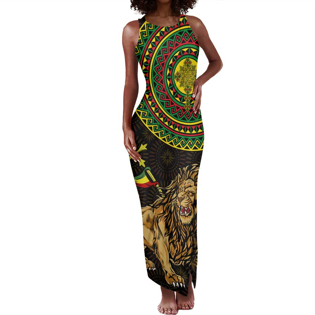 Ethiopia National Day Tank Maxi Dress Lion Of Judah African Pattern