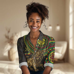 Ethiopia National Day Women Casual Shirt Lion Of Judah African Pattern