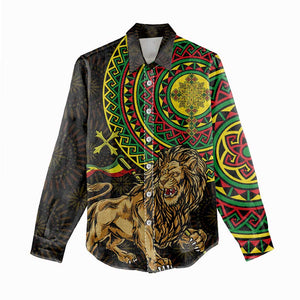 Ethiopia National Day Women Casual Shirt Lion Of Judah African Pattern