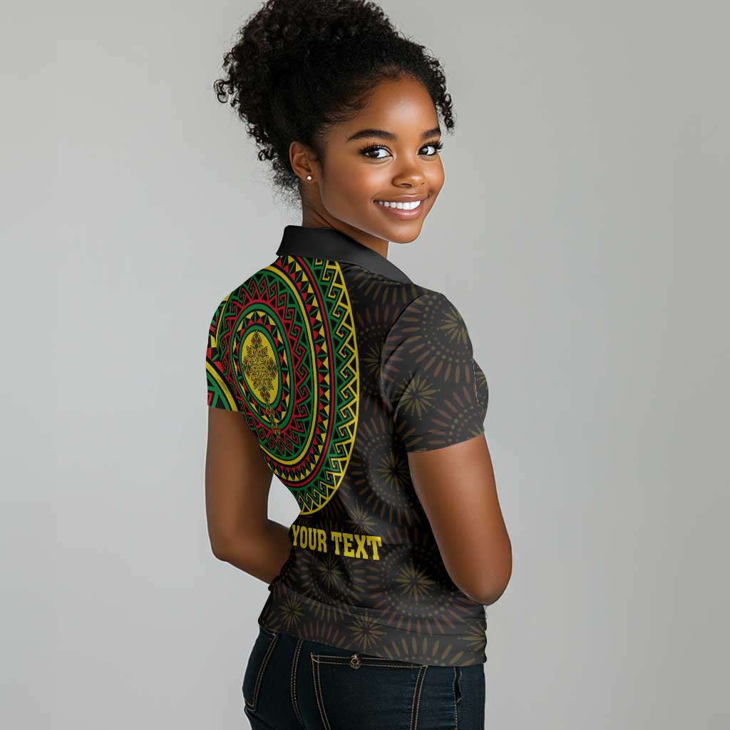 Ethiopia National Day Women Polo Shirt Lion Of Judah African Pattern