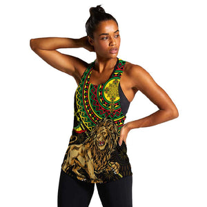 Ethiopia National Day Women Racerback Tank Lion Of Judah African Pattern