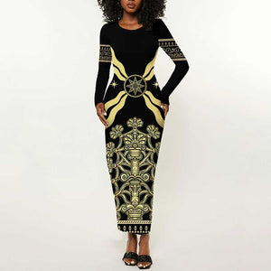 Assyria Empire Long Sleeve Bodycon Dress Assyrian Mythological Spirit