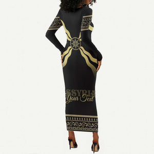 Assyria Empire Long Sleeve Bodycon Dress Assyrian Mythological Spirit