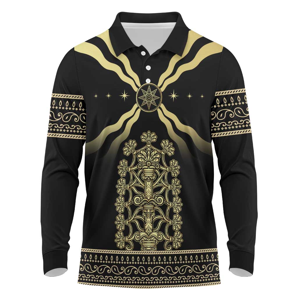 Assyria Empire Long Sleeve Polo Shirt Assyrian Mythological Spirit