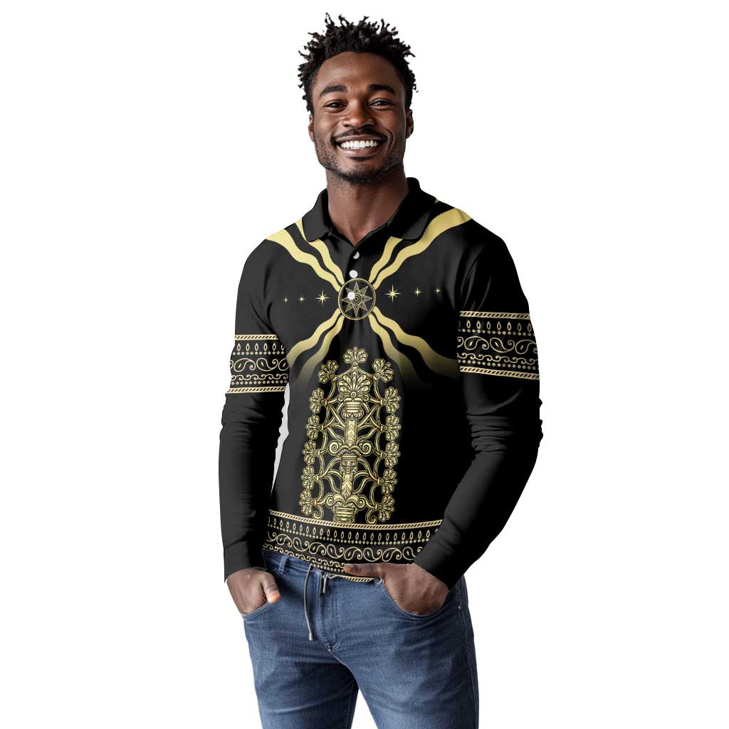 Assyria Empire Long Sleeve Polo Shirt Assyrian Mythological Spirit
