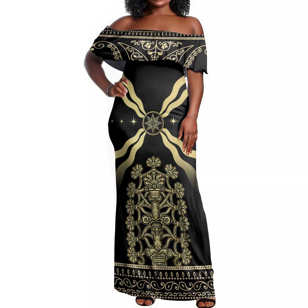 Assyria Empire Off Shoulder Maxi Dress Assyrian Mythological Spirit