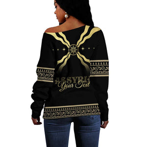 Assyria Empire Off Shoulder Sweater Assyrian Mythological Spirit