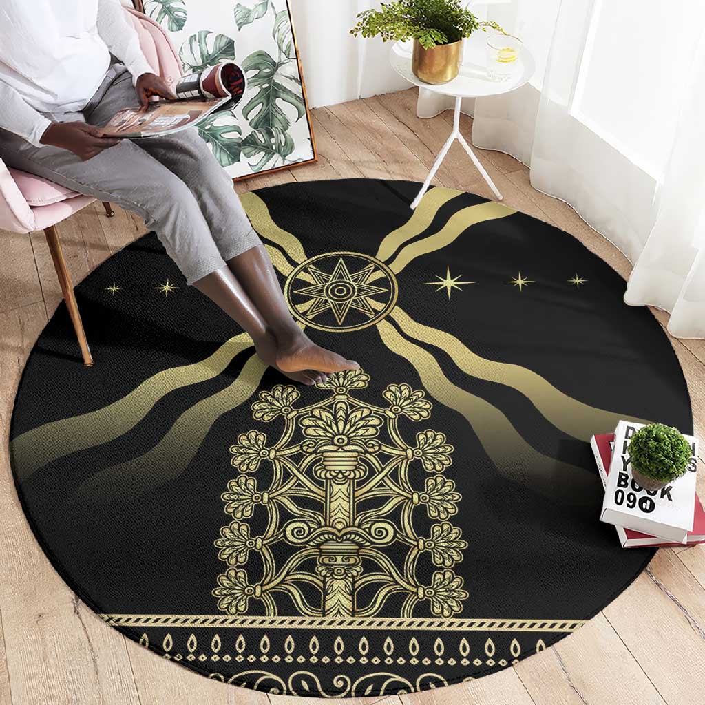 Assyria Empire Round Carpet Assyrian Mythological Spirit