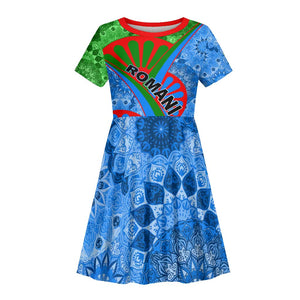 International Romani Day 2024 Kid Short Sleeve Dress Gypsy Pattern Tribal