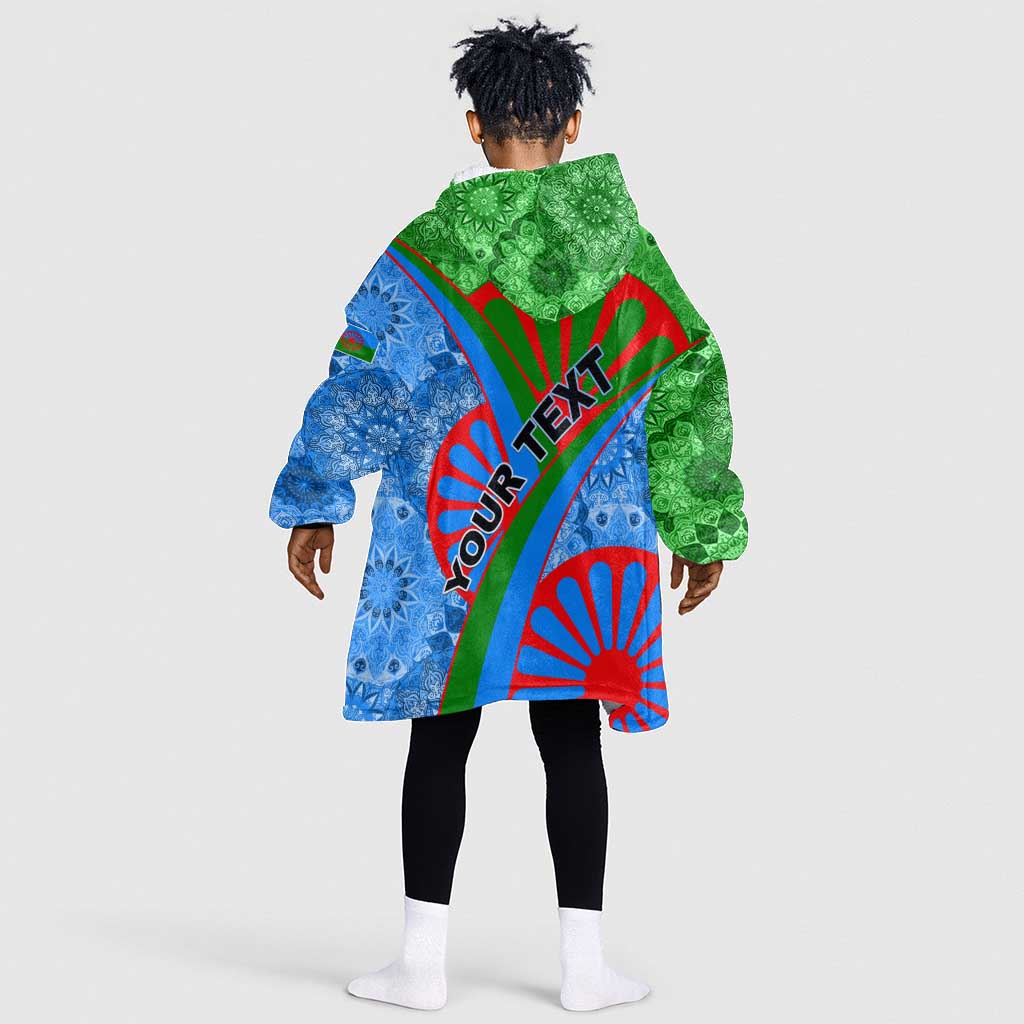 International Romani Day 2024 KId Wearable Blanket Hoodie Gypsy Pattern Tribal