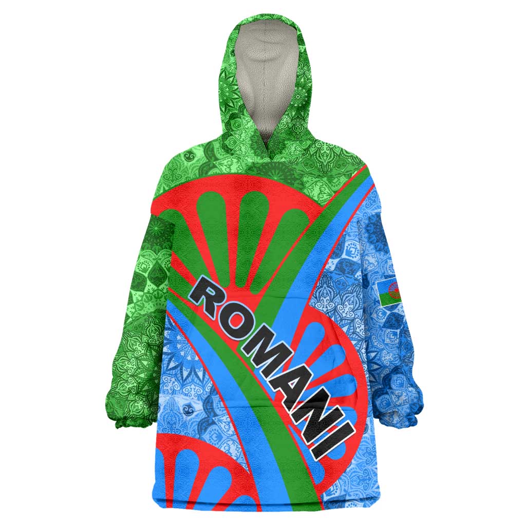 International Romani Day 2024 KId Wearable Blanket Hoodie Gypsy Pattern Tribal