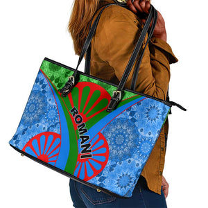 International Romani Day 2024 Leather Tote Bag Gypsy Pattern Tribal