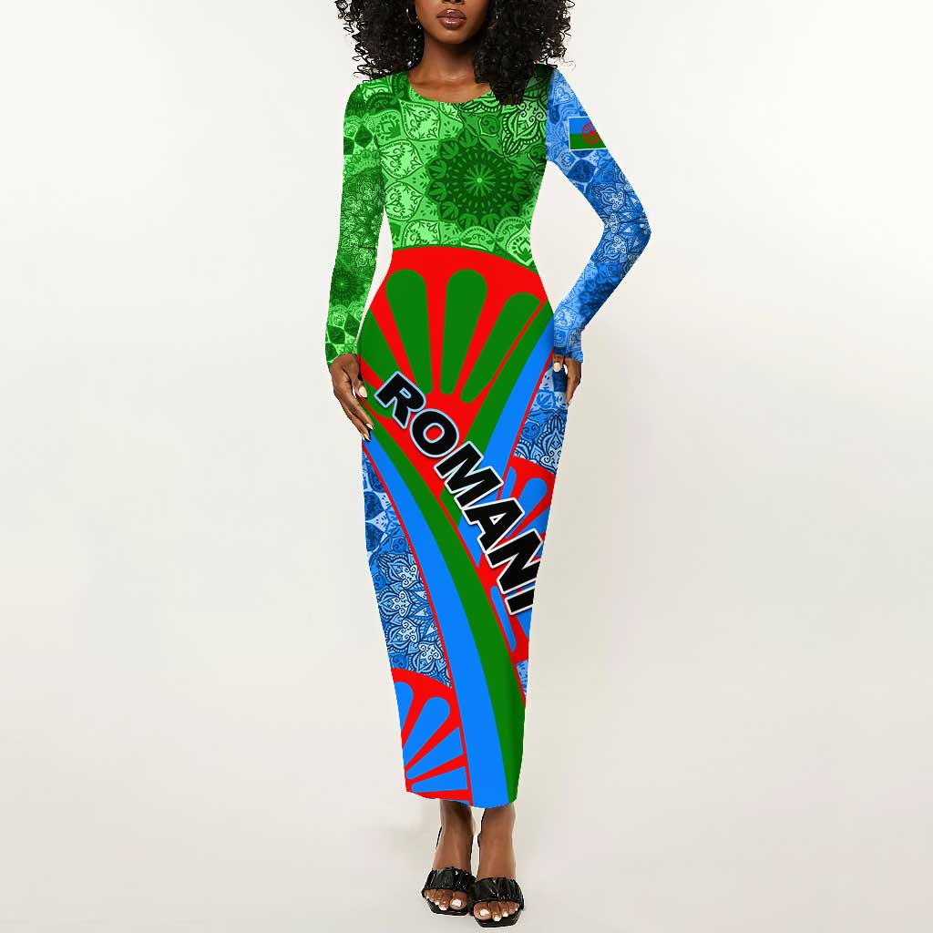 International Romani Day 2024 Long Sleeve Bodycon Dress Gypsy Pattern Tribal