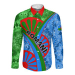 International Romani Day 2024 Long Sleeve Button Shirt Gypsy Pattern Tribal