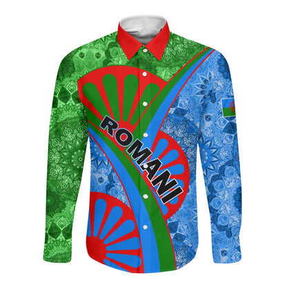 International Romani Day 2024 Long Sleeve Button Shirt Gypsy Pattern Tribal