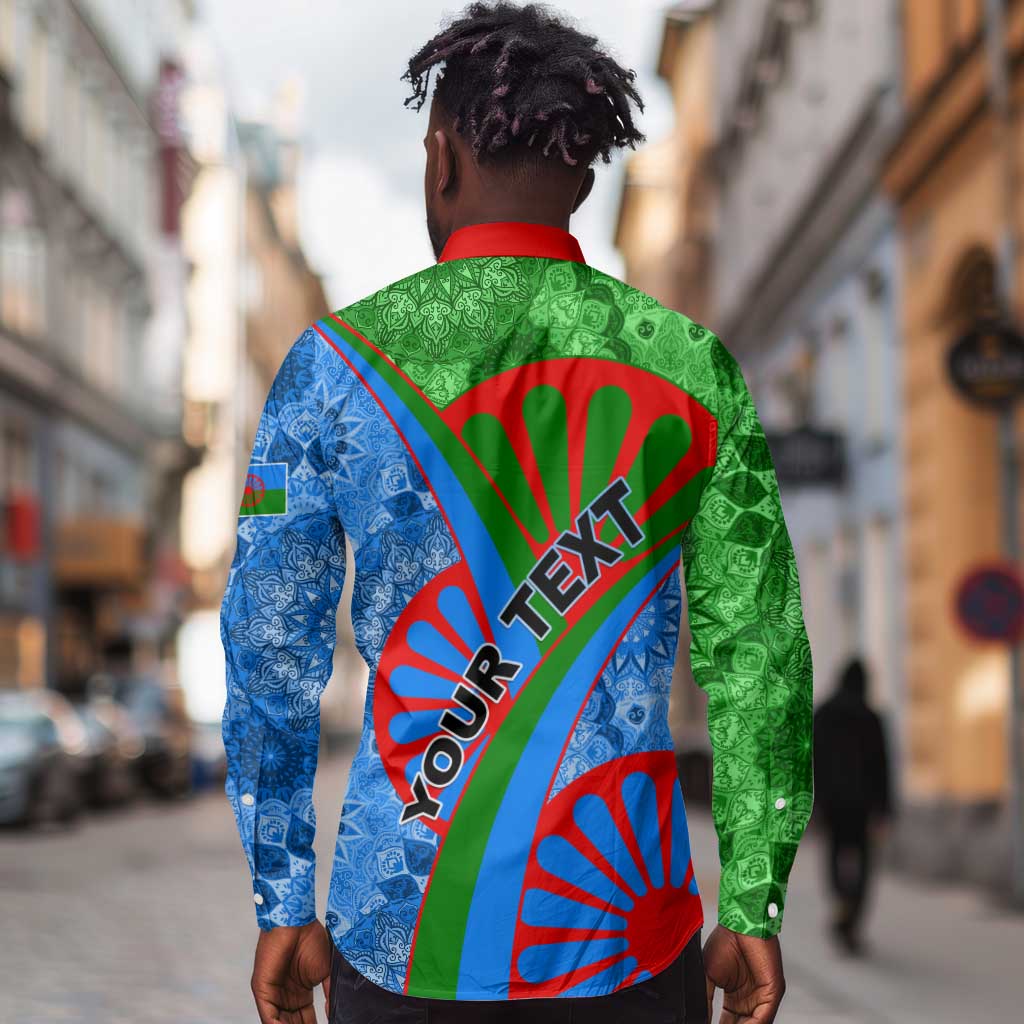 International Romani Day 2024 Long Sleeve Button Shirt Gypsy Pattern Tribal