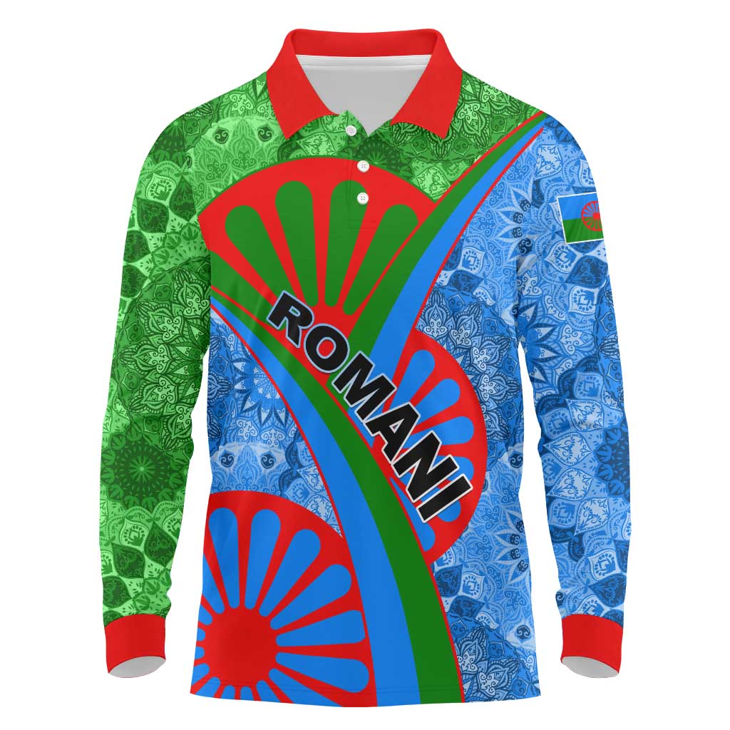 International Romani Day 2024 Long Sleeve Polo Shirt Gypsy Pattern Tribal