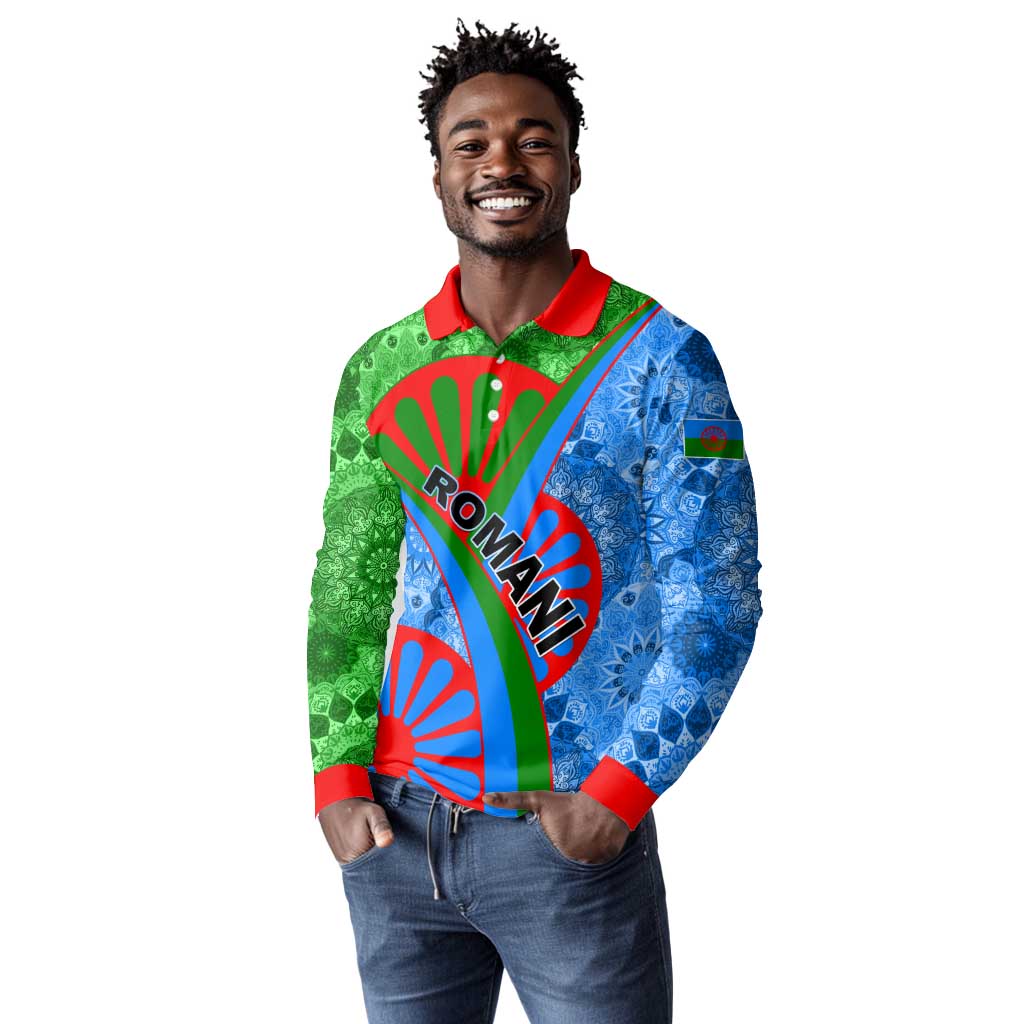 International Romani Day 2024 Long Sleeve Polo Shirt Gypsy Pattern Tribal