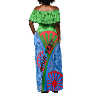 International Romani Day 2024 Off Shoulder Maxi Dress Gypsy Pattern Tribal