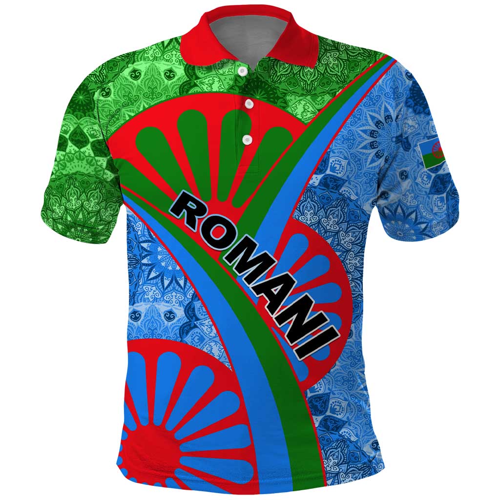 International Romani Day 2024 Polo Shirt Gypsy Pattern Tribal