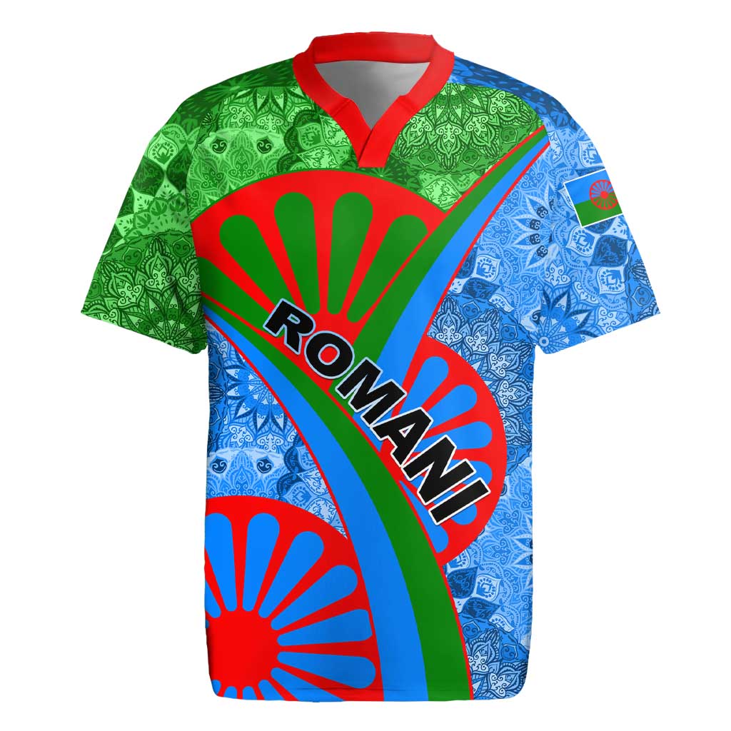 International Romani Day 2024 Rugby Jersey Gypsy Pattern Tribal