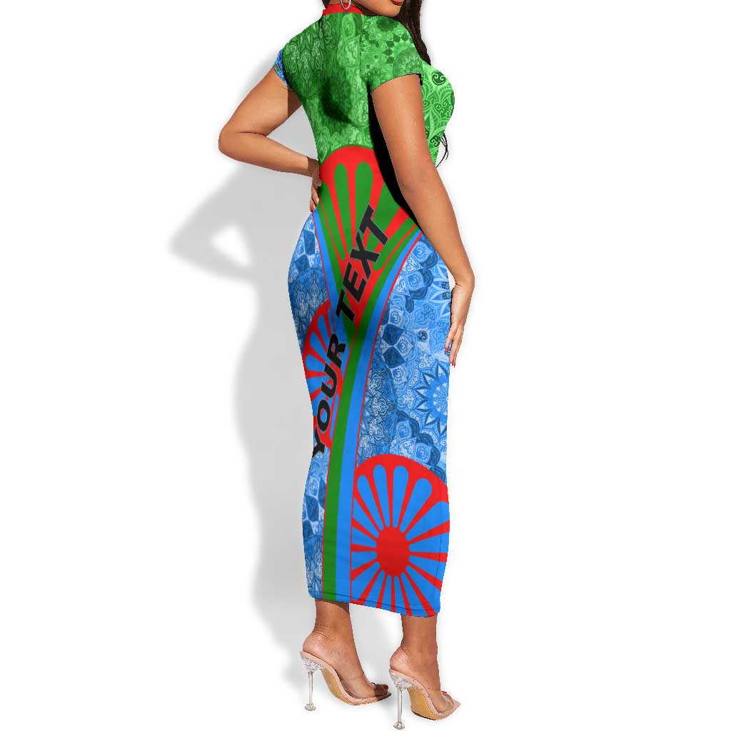 International Romani Day 2024 Short Sleeve Bodycon Dress Gypsy Pattern Tribal LT01