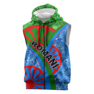 International Romani Day 2024 Sleeveless Zip Hoodie Gypsy Pattern Tribal - African Pride
