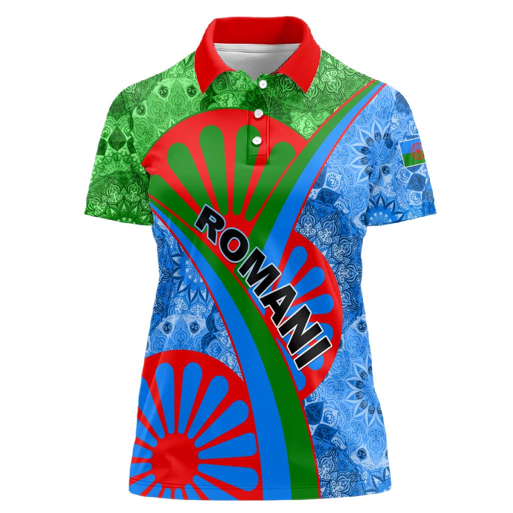 International Romani Day 2024 Women Polo Shirt Gypsy Pattern Tribal