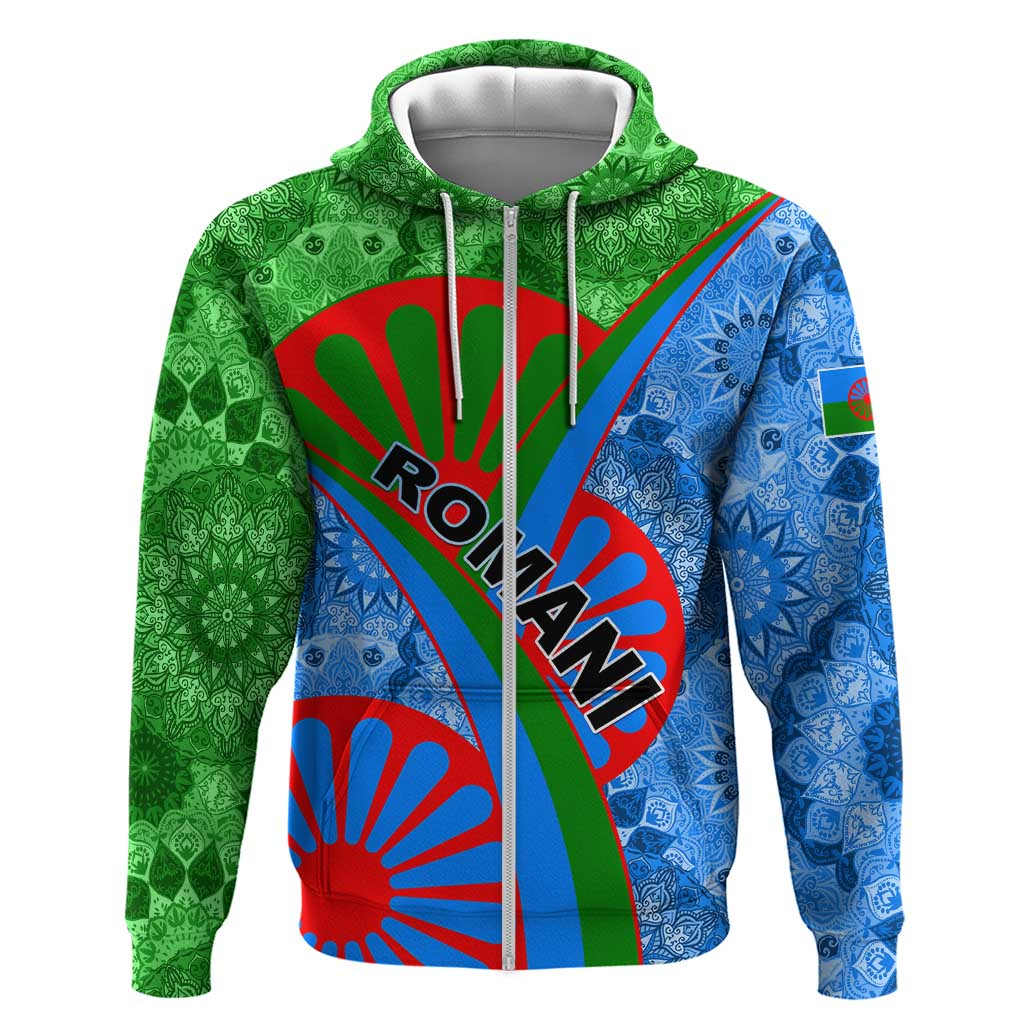 International Romani Day 2024 Zip Hoodie Gypsy Pattern Tribal