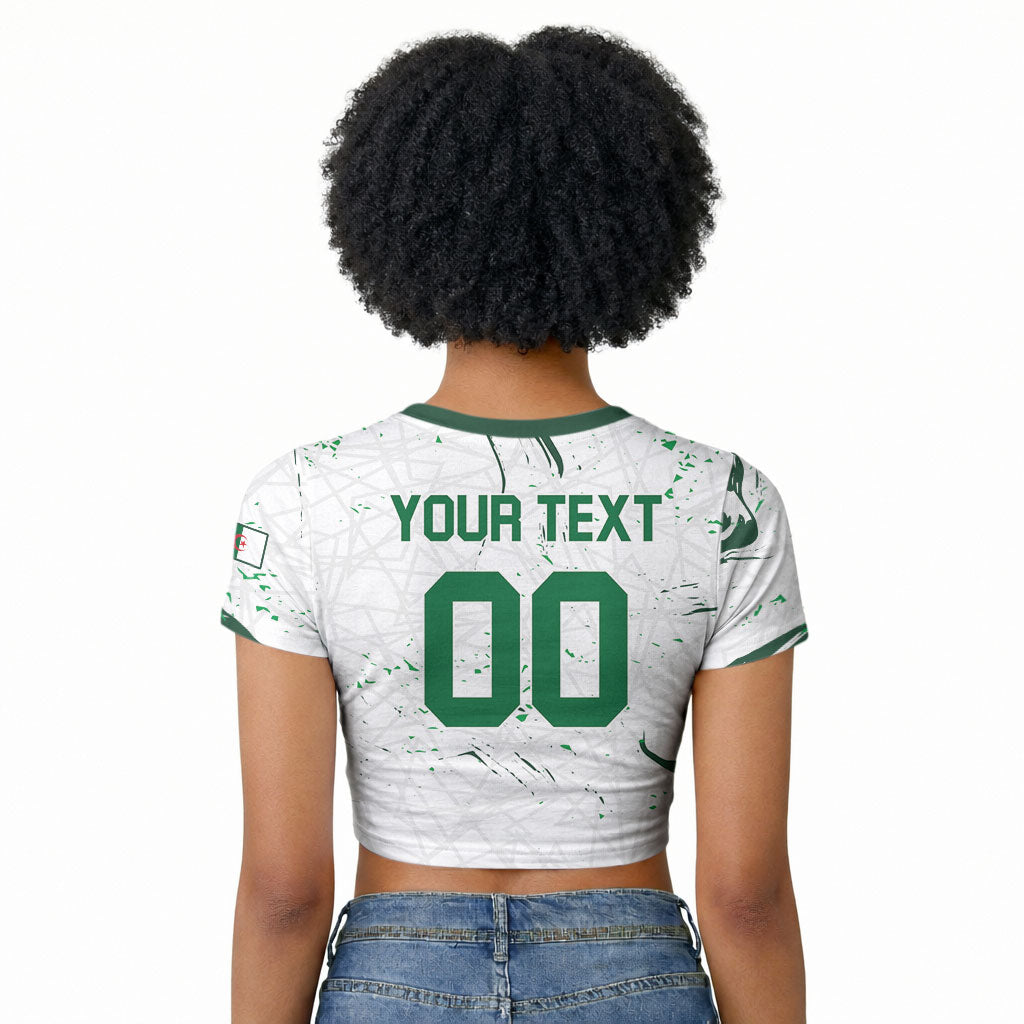 Custom Algeria 2026 World Football Raglan Cropped T shirt Les Fennecs Come On