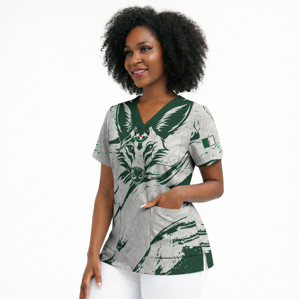 Custom Algeria 2026 World Football Scrub Top Les Fennecs Come On