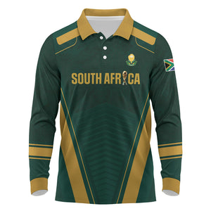 Custom South Africa 2026 World Football Long Sleeve Polo Shirt Bafana Bafana Woza