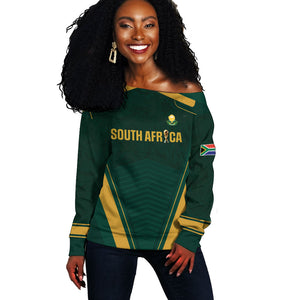 Custom South Africa 2026 World Football Off Shoulder Sweater Bafana Bafana Woza