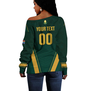 Custom South Africa 2026 World Football Off Shoulder Sweater Bafana Bafana Woza