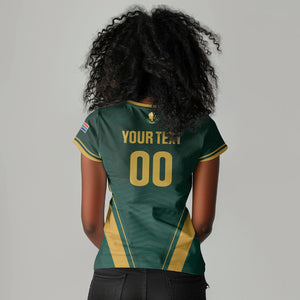 Custom South Africa 2026 World Football Women V-Neck T-Shirt Bafana Bafana Woza