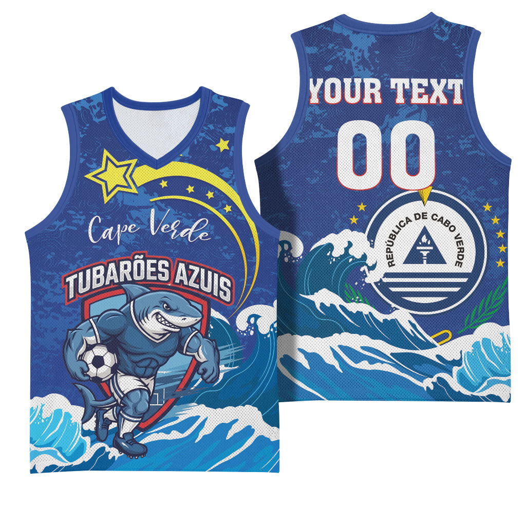 Custom Cape Verde 2026 World Football Basketball Jersey Blue Sharks Come On
